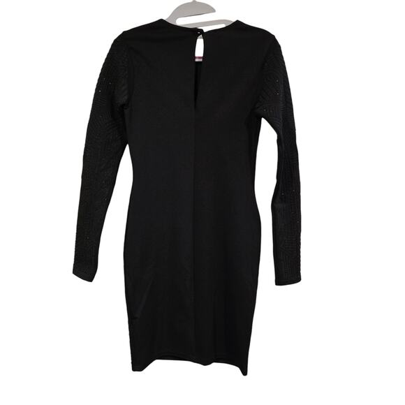 Women's Miss Selfridge Black Beaded Long Sleeve Bodycon Party Dress | Size 2 - Picture 2 of 11
